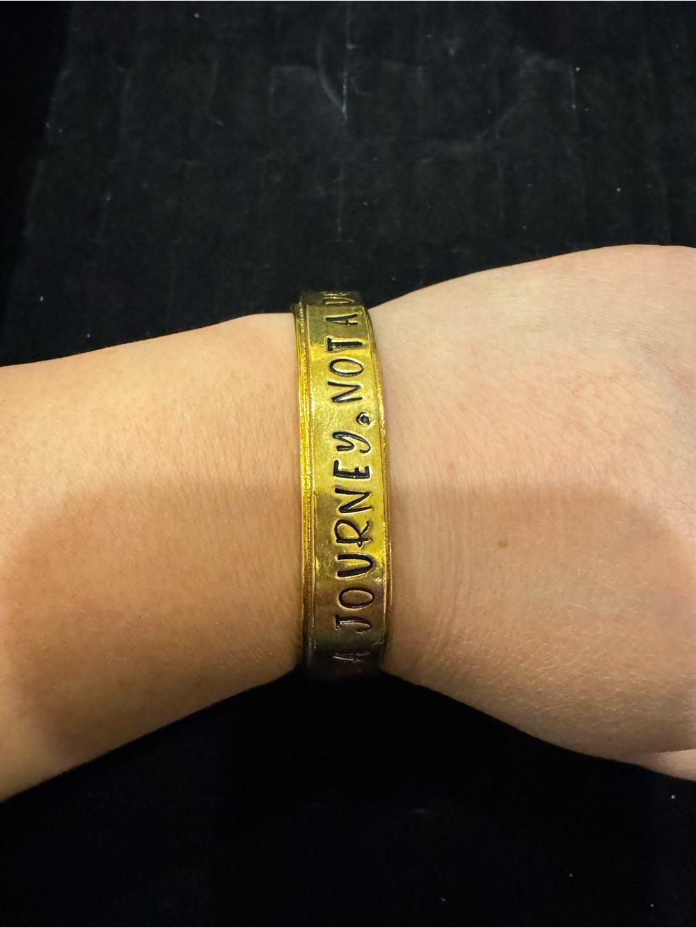 Gold Tone Inspirational Cuff Bracelet “Life Is A Journey Not A Destination”